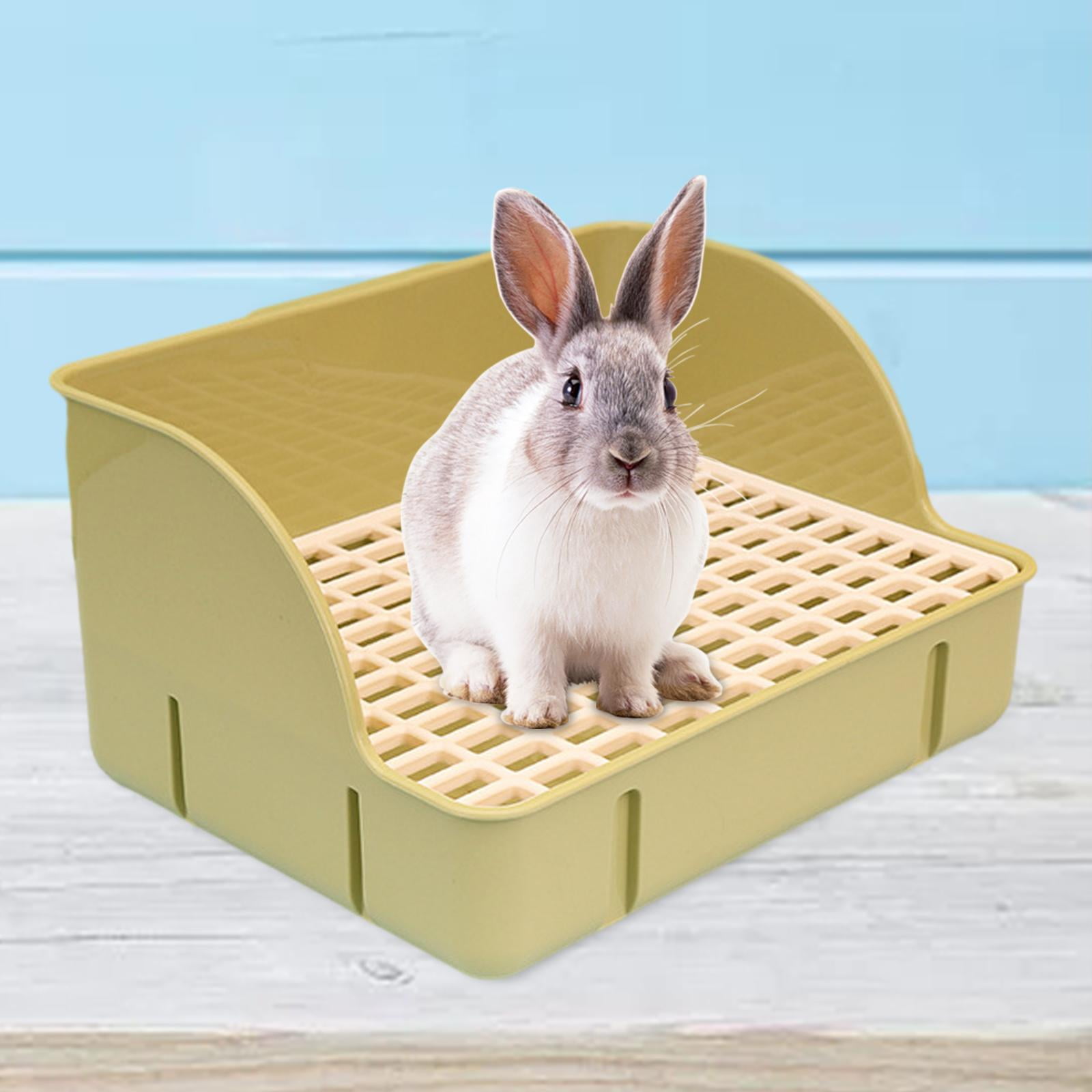 Menolana Rabbit Corner Litter Pan 29x22x15.5cm Potty Trainer Corner Toilet Box for Guinea Pigs Chinchillas Cage Accessories green pp mesh