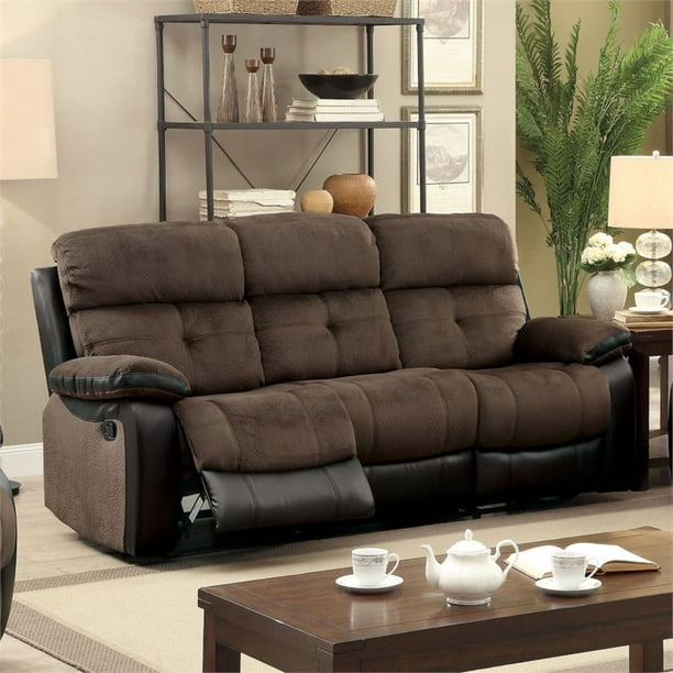 Furniture Of America Gwendalyn Faux, Faux Leather Reclining Sofa