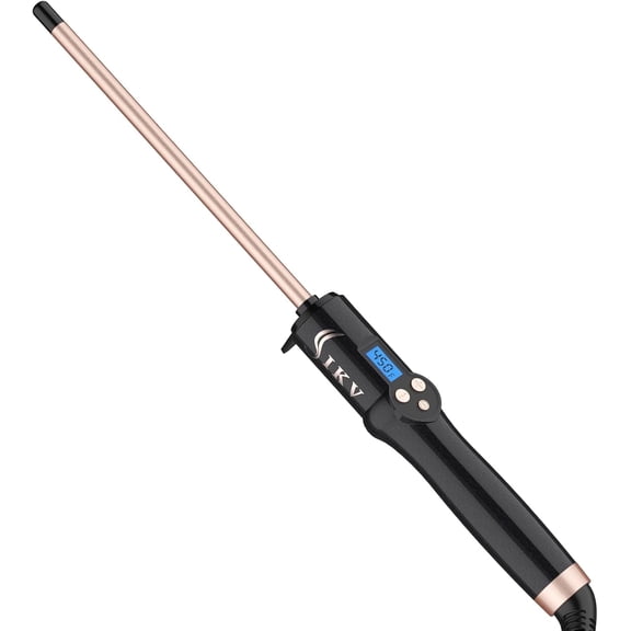 3/8 Inch Small Wand Curling Iron,Long Barrel Hair Curling Wand for Short&Long Hair, Ceramic Thin Curling Iron for Spiral Curls, Dual Voltage|Adjustable Temp