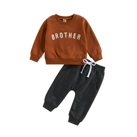 

Bagilaanoe 2Pcs Toddler Baby Boy Long Pants Set Letter Print Long Sleeve Sweatshirt Pullover Tops+ Trousers 6M 12M 18M 24M 3T Kids Casual Sweatsuit