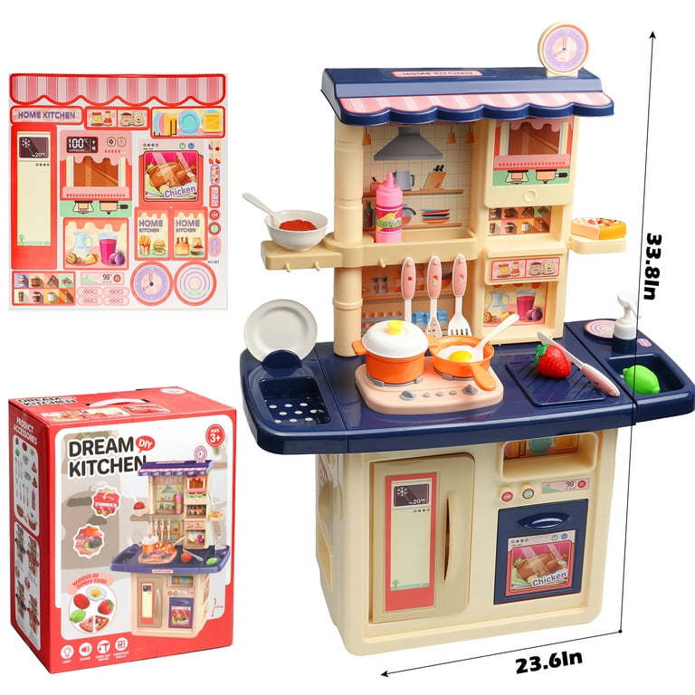 Kids Kitchen Play Set (18pcs/set)Girls Makeup Kit, Play Food