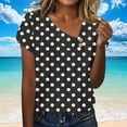 thumbnail image 4 of Uaswgudfs ​Elegant Polka Dot Women's Blouses for Summer​ - V-Neck Short Sleeve with Button Accents & Lightweight Fabric, 4 of 7