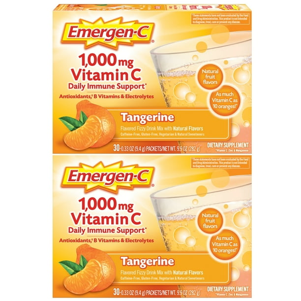EmergenC Vitamin C Supplement Powder for Immune Support, Tangerine, 60