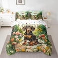thumbnail image 2 of Manfei Kawaii Rustic Dachshund Bedding Comforter Set 7pcs for Kids, Spring Garden Flower King Bedding Sets, Groovy Floral Reversible Bed Sheets, Ultra Soft Bedroom Decor, 2 of 7
