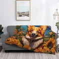 thumbnail image 5 of KLL Artistic Sunflower Corgi Print Fleece Throw Blanket, Horizontal Fleece Bedding Cute Soft Blankets Comfy Fleece Flannel Plush Home Decor for Couch & Bed -60"x50", 5 of 9