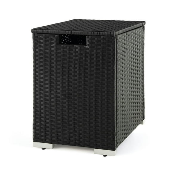 Demifill 2-in-1 Patio Rattan Gas Propane Tank Cover for 20 lbs Propane Tanks, Propane Tank Cover Table for Outdoor, Black