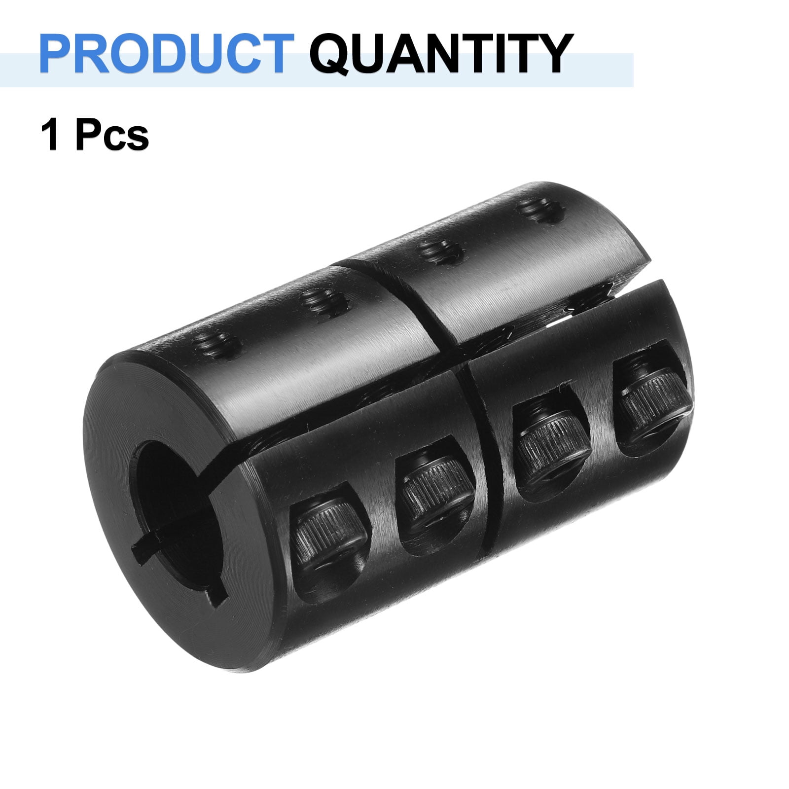 Uxcell Shaft Coupling, 1/2" to 1/2" Bore, 1-1/8" OD, 1-3/4" Length, Black Oxide Rigid Single Split Clamping Coupling with #8-32 x 1/2" Set Screws for 3D Printer Motor Wheel