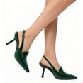 thumbnail image 3 of XYD Women Pointed Toe Slingback Pumps Stiletto Heels Buckled Back Strap Events Dinners Dress Shoes Size 12 Green, 3 of 4