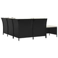 thumbnail image 4 of vidaXL Patio Lounge Set with Cushions Poly Rattan Sofa 3/4 Piece Black/Gray, 4 of 11