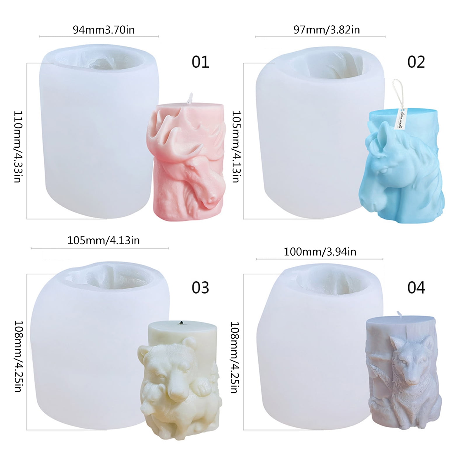 Zeiwohndc 3D Animal Bear Elk Silicone Soap Mold Candle Making Mould Fondant Cake Chocolate