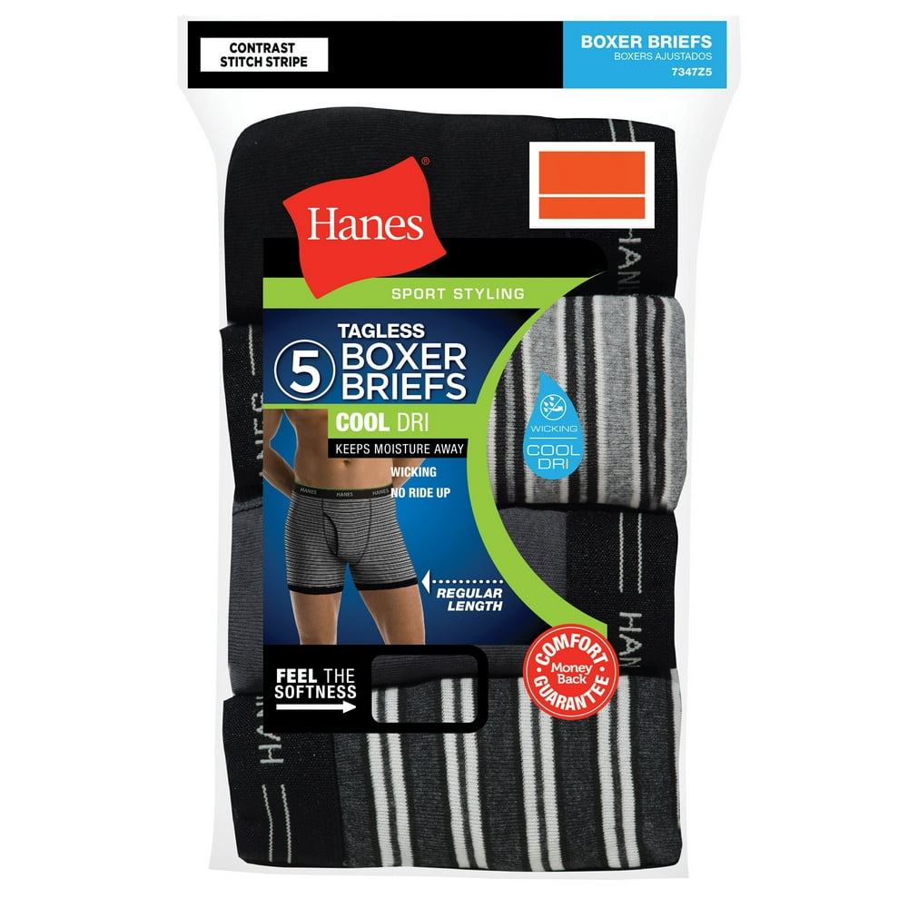 Hanes - Men's FreshIQ Comfort Flex Waistband Striped Boxer Brief 5-Pack ...