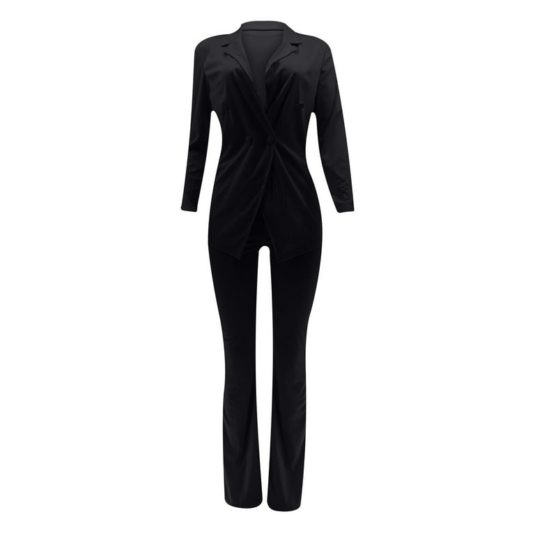 Womens Business Work Suit Set Double-Breasted Blazer and Slim Fit Flared  Pants Formal Suit Sets for Office Lady Womens Clothes