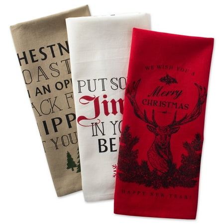 

DII Christmas Dishtowel Decorative Oversized Set of 3 Christmas Stag