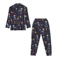 thumbnail image 5 of DISNIMO Skull Flower Print Womens Pajama Sets 2 Piece Pj Sets Long Sleeve Button Down Sleepwear Nightwear Soft V Neck Lounge Set with Long Pants, 5 of 7