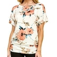 thumbnail image 2 of Made by Johnny Women's Dolman Drape Top with Side Shirring XXXL WHITE_FLORAL, 2 of 6