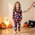thumbnail image 5 of Gerichy Halloween Graphic Pajamas for Girls Boys Long Sleeve Crew Neck Blouses and Pants Pajama Set 2 Piece Kids Cute Everyday Sleepwear 2T-9T, 5 of 7