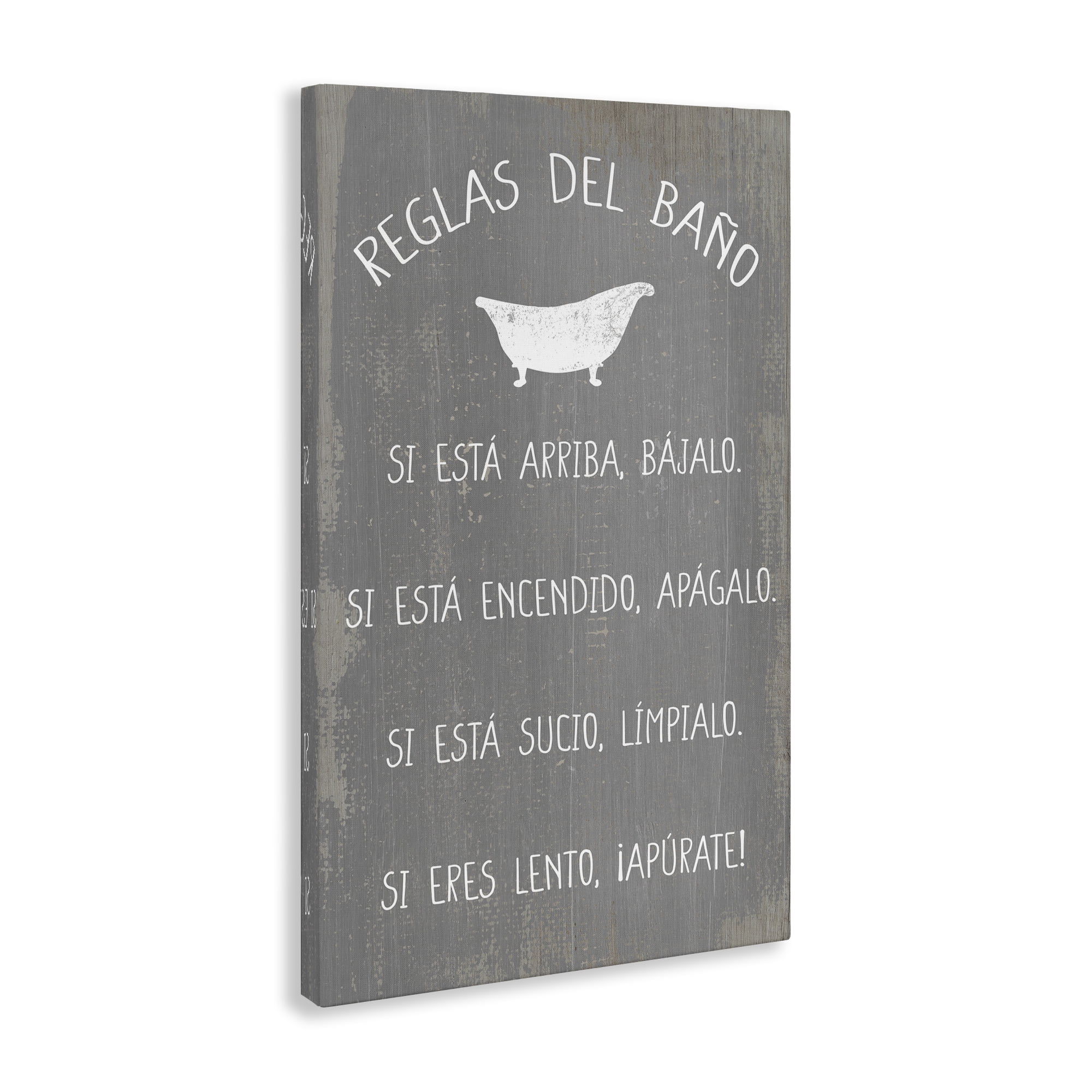 Stupell Industries Reglas Del Baño con Bañera Bath & Laundry Painting Wrapped Canvas Art Print Wall Art, 24 x 36