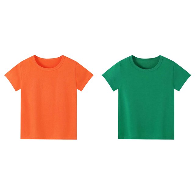 (2-Pack) Rinsvye Kids Basic T-Shirt Casual Short Sleeve Top Girls Daily Wear Comfortable Play Clothes Childrens Design Tee
