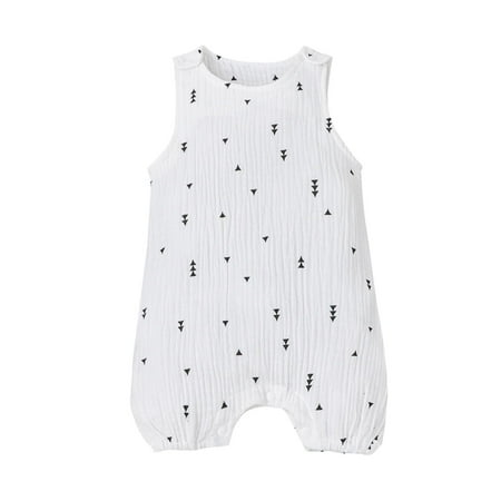 

YWDJ 0-24 Months One Piece Outfit Girls Romper Summer Sleeveless Jumpsuit Cotton Linen Outfits Black 18-24 Month