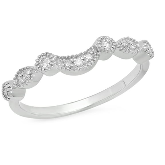 Dazzlingrock Collection 0.15 Carat (ctw) 14K Round Cut Diamond Wedding Stackable Contour Guard Band, White Gold, Size 9