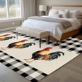 thumbnail image 4 of Black White Plaid Rooster Area Rug 5x7 FT, Non Slip Bedroom Throw Carpet, Vintage Farmhouse Checkered Rustic Washable Soft Floor Carpet Non-Shedding Rug for Dining Room Bedside Classroom Desk, 4 of 9
