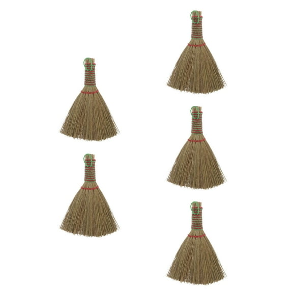 Hemoton 5pcs Small Hand Broom with   Bristles for Indoor Cleaning Ideal for Sweeping Carpets and Bed Sheets Natural Straw Broom for Home Use