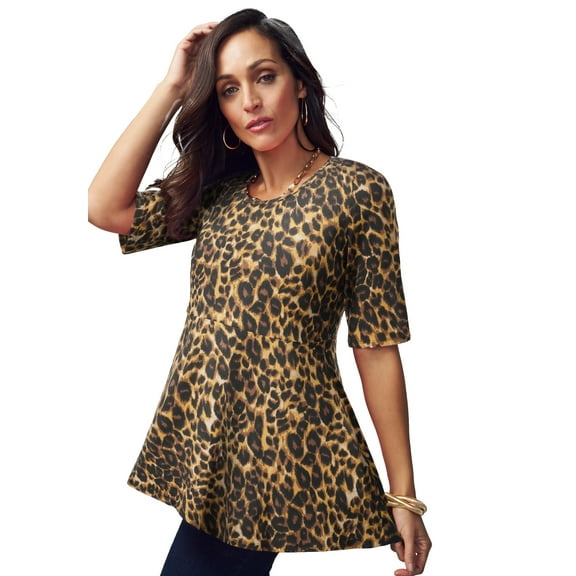 Jessica London Women's Plus Size Stretch Cotton Peplum Tunic