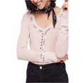 thumbnail image 2 of Free People Camiseta Henley térmica bordada para mujer, rosa, pequeña Free People henley, 2 of 2