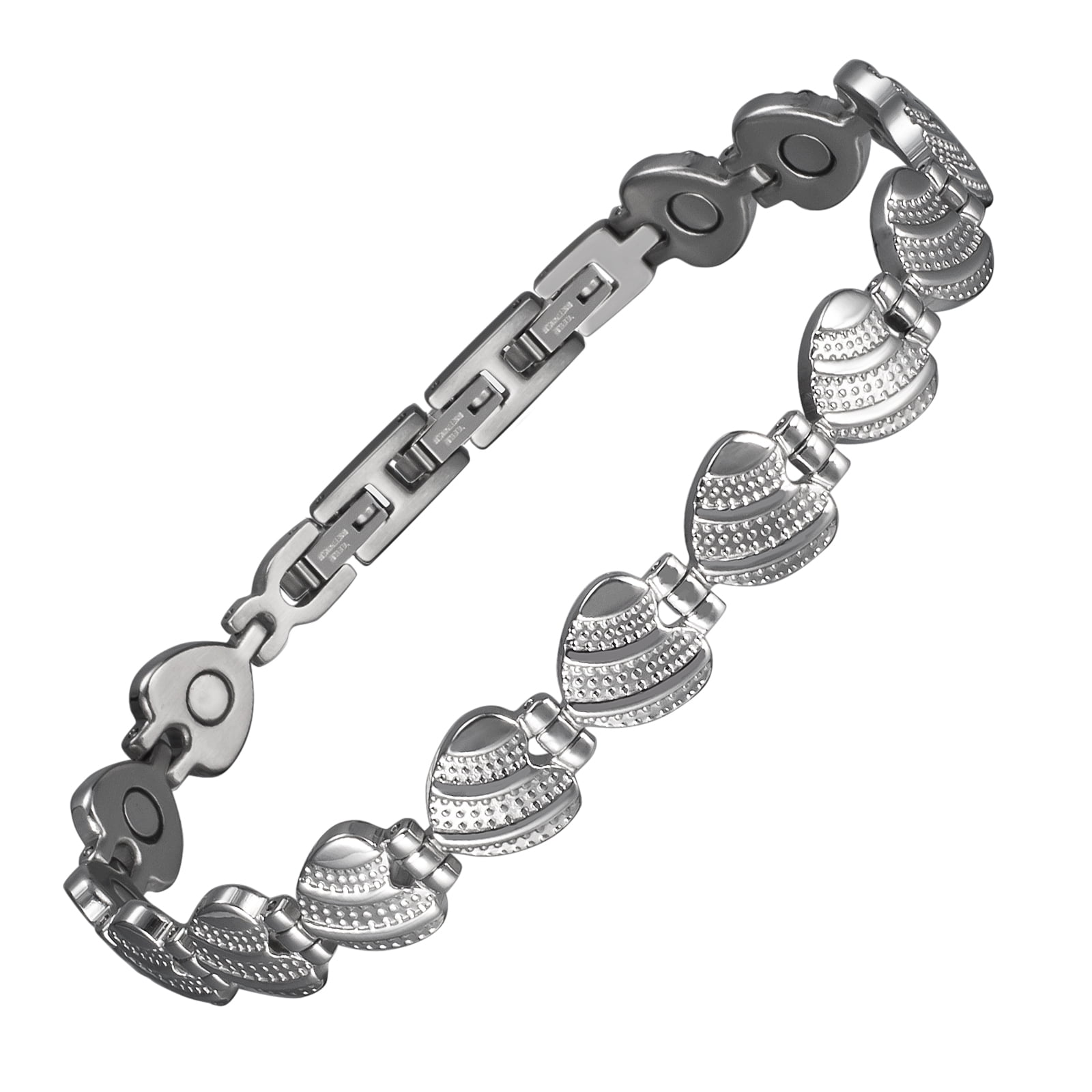 Wollet Heart Stainless Steel Magnetic Anklets for Women,9-10.23'',  Health Gift for Mom Wife Daughter, Width:0.43''