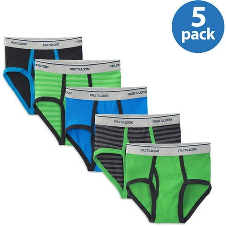 Fruit of the Loom Boys' Stripe and Solid Briefs, 5 Pack