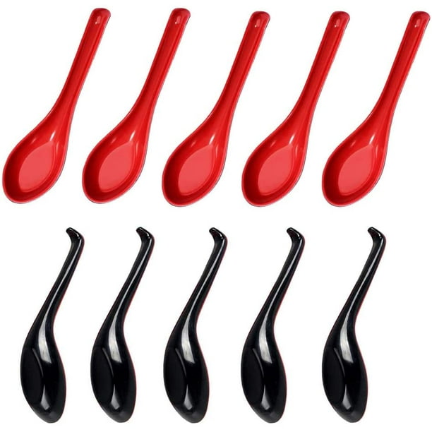 10 Pieces Soup Spoons, Chinese Style Plastic Spoons, Soup Spoons Large Long  Handle Spoon, Noodle Soup Spoons / Plastic Soup Spoons Rice Spoons