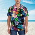 thumbnail image 5 of Uemuo Colorful Flowers Printed Regular Fit Short Sleeve Casual Hawaiian Shirt for Men,Aloha shirt,Tropical shirt,Floral print shirt,Vacation Beach shirt-Small, 5 of 9