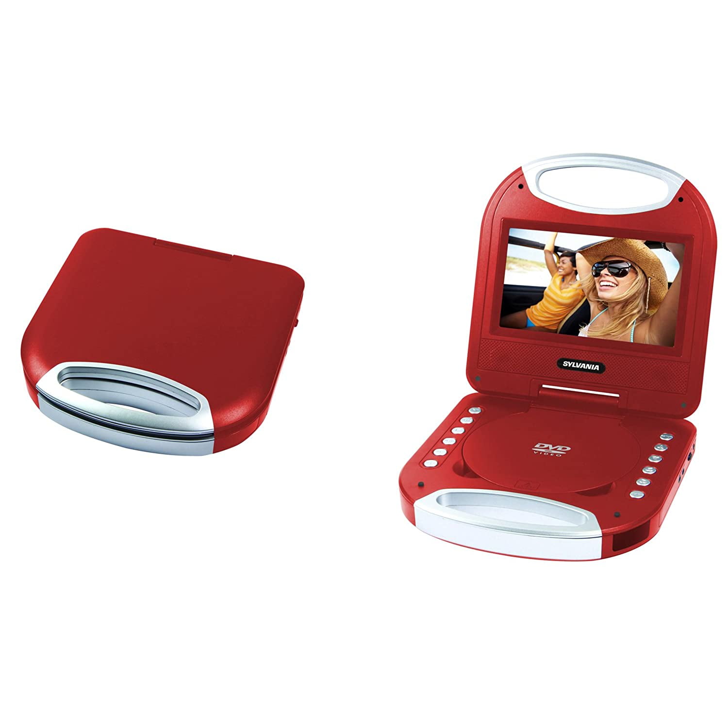 Sylvania SDVD7049 7Inch Portable DVD Player with Handle, Red Walmart