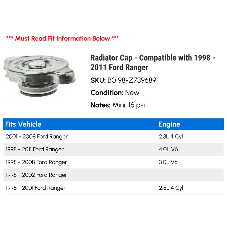 Ford ranger radiator cap outlet