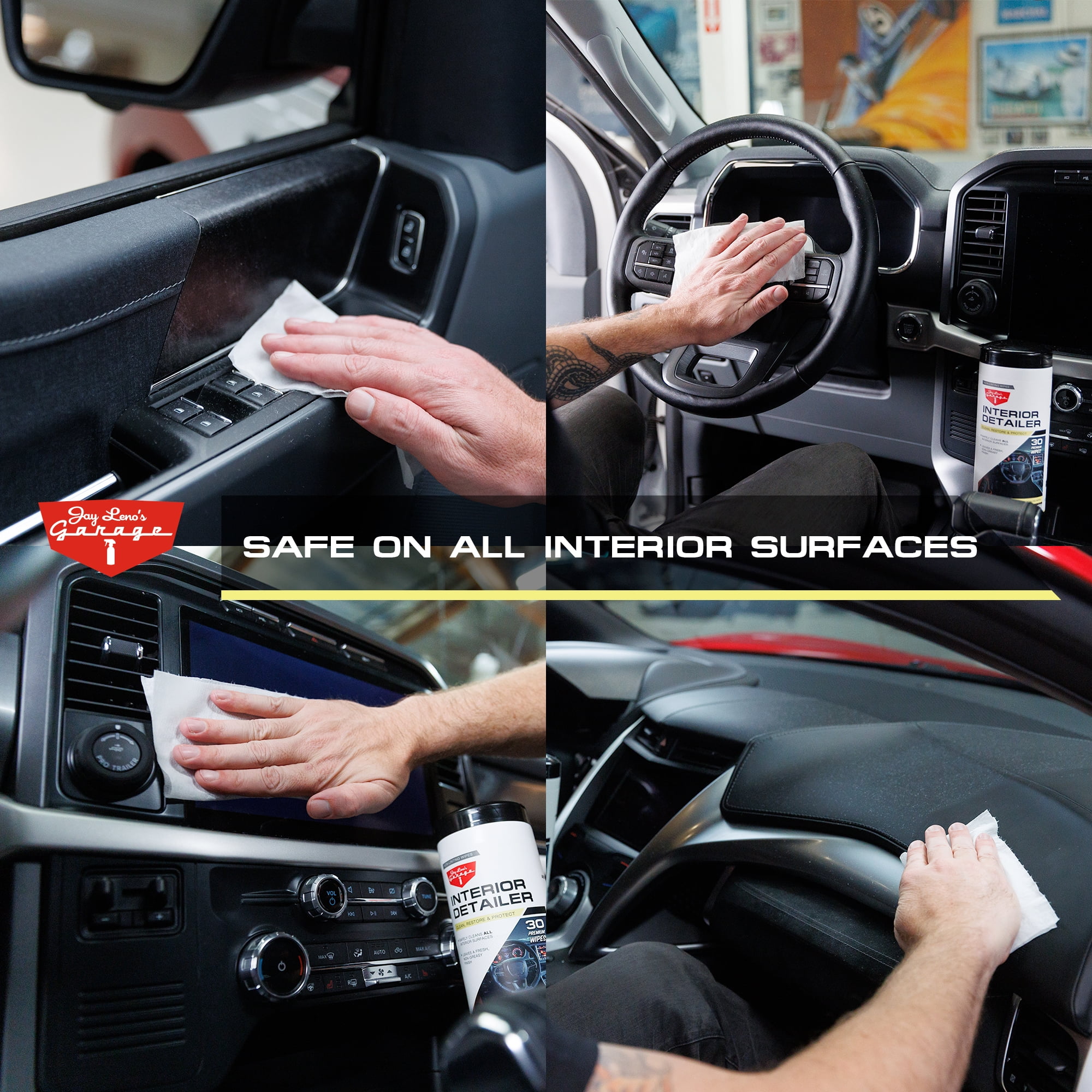 Jay Leno's Garage Interior Detailer Wipes (30 Count) - Clean & Protects Interior Car Surfaces