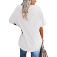 thumbnail image 5 of vigerkar Womens Summer Oversized Shirts V Neck Casual Workout Tops Beach Vacation 2025 Gym Comfy Clothes White, S, 5 of 5