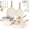 thumbnail image 1 of Juego de 22 Sartenes y Ollas Antiadherentes, Batería de Cocina: Sartenes, Wok, Ollas, Vaporera con Tapas de Vidrio. Espátulas de Silicona y Cubiertos, Blanco, 1 of 4