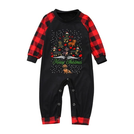

ERTUTUYI Parent Child Baby Outfit Parent Child Warm Christmas Set Plaid Printed Home Wear Pajamas Baby Jumpsuit Romper Black 9M