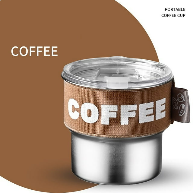 Stainless Steel Insulated Coffee Cup 400ML Leak Proof Travel Mug With Lid And Elastic Sleeve For Home Car Commute