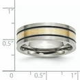 thumbnail image 2 of Titanium 14k Yellow Inlay Flat 7mm Brushed and Antiqued Band, 2 of 6