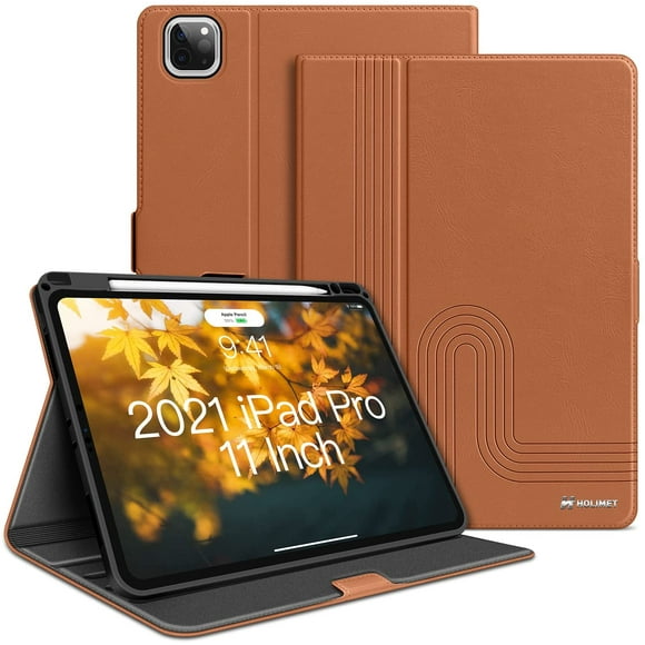 Case for iPad Pro 11 2021 3rd Generation with Pencil Holder, PU Leather Soft Back Shockproof Protective Cover for iPad