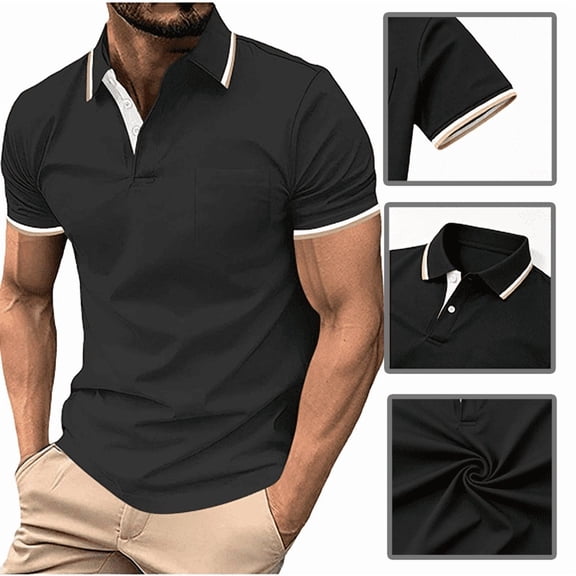 GSPCLAM Men's Polo Shirts Big and Tall Business Casual Lightweight Shirts for Commute, Summer Soft Breathable Tops with Chest Pocket