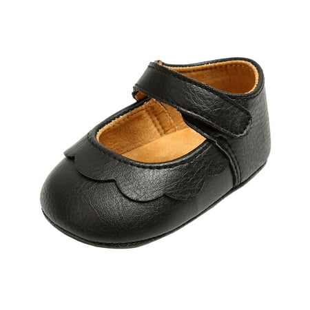Puntoco Baby Girls Mary Jane Flats with Bownot Non Slip Soft Sole PU Leather Newborn Infant Toddler First Walker Cirb Dress Shoes Kids Shoes Clearance