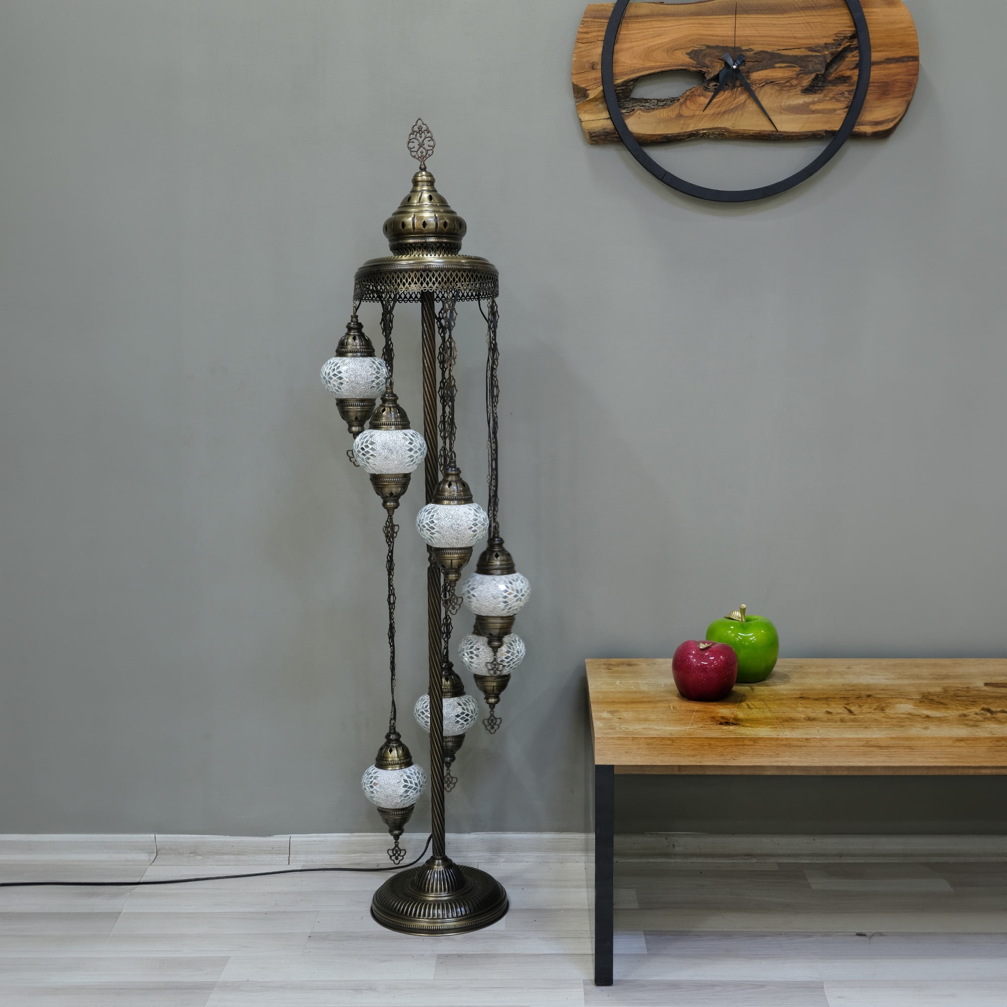 Asylove Turkish Floor Lamp, Mosaic Turkish Lamp, 7 GlobeFloor Lighting Standing Decorative Home Modern Designs Offer Handmade Glass 5 inch Globe - Total Dimensions 18 x 18 x 60 inch