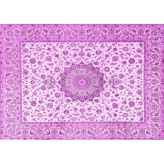 Ahgly Company Indoor Rectangle Medallion Pink Traditional Area Rugs, 8' x 10'