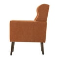 thumbnail image 5 of Modern Accent Chair, Upholstered Armchair with Pillow, Mid Century Modern Chair with Chenille Fabric, Single Sofa Chair with Wood Legs and High Backrest, for Living Room Bedroom Apartment, Orange, 5 of 9