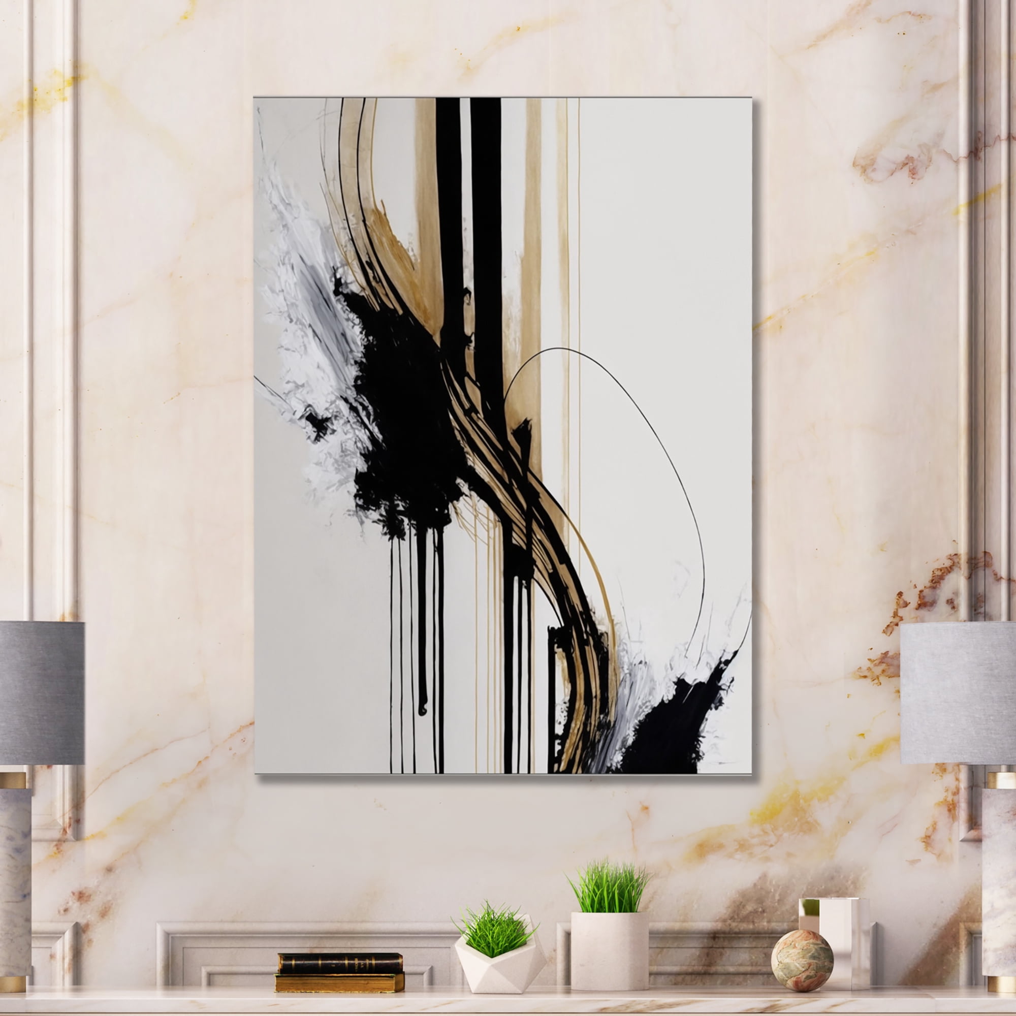 Designart Golden Minimalist Abstract II Canvas Wall Art