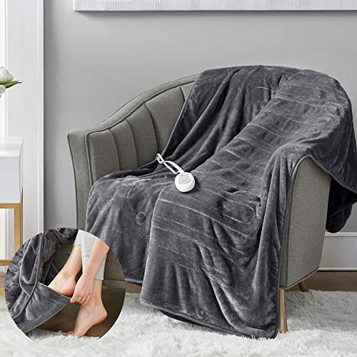 Heated Blanket with Foot Pocket, Machine Washable Extremely Soft and comfortable  Electric Blanket Throw with 3 Heating Settings and auto Shut-Off, gre |  Walmart Canada