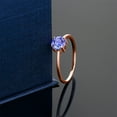 thumbnail image 4 of Gem Stone King 10K Rose Gold Blue Tanzanite Solitaire Engagement Ring for Women (0.90 Cttw, Round 6MM, Gemstone December Birthstone, Size 10), 4 of 5