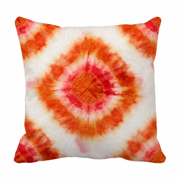 PKQWTM TieDye Pattern Of Red And Orange Color On White Silk Bed Decor
